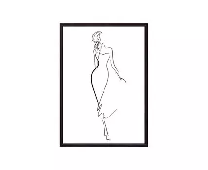 Постер в рамке Набросок Силуэт 2 40х60 см (белый, черный, 60)