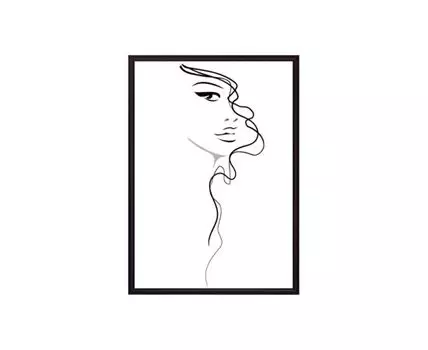 Постер в рамке Набросок Силуэт 4 50х70 см (белый, черный, 70)