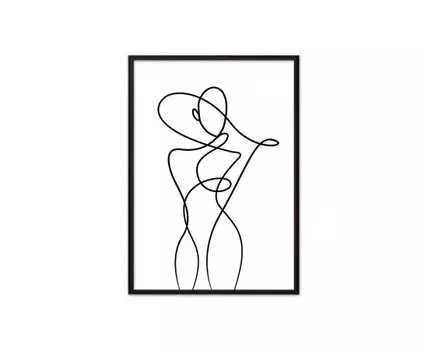 Постер в рамке Набросок Силуэт 5 21х30 см (белый, черный, 30)