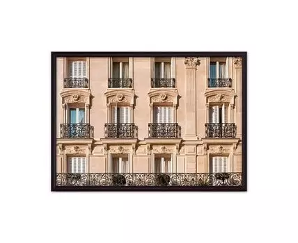 Постер в рамке Окна Парижа 40х60 см (Бежевый, 60)