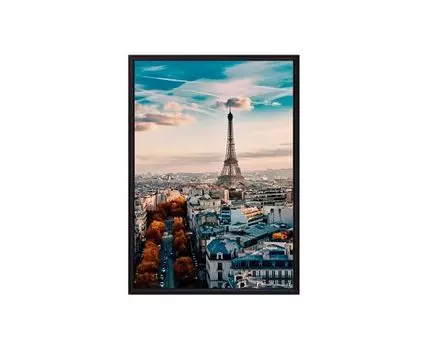 Постер в рамке Осень в Париже 40х60 см (голубой, оранжевый, 60)