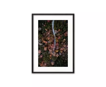 Постер в рамке Осенний лес с высоты 40х60 см (оранжевый, 60)