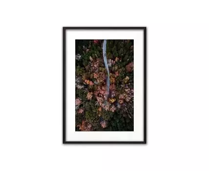 Постер в рамке Осенний лес с высоты 50х70 см (оранжевый, 70)