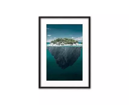 Постер в рамке Остров 30х40 см (голубой, зеленый, 40)