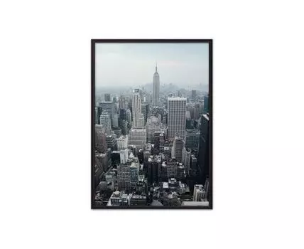 Постер в рамке Панорама Нью-Йорка 40х60 см (голубой, серый, 60)