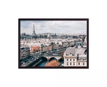 Постер в рамке Панорама Парижа 30х40 см (Белый, 40)
