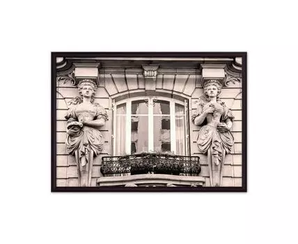Постер в рамке Парижский балкон 21х30 см (белый, черный, 30)