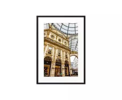 Постер в рамке Пассаж Милан 50х70 см (бежевый, черный, белый, 70)