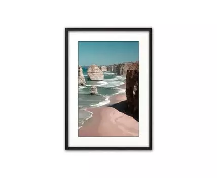 Постер в рамке Прибой 30х40 см (Голубой, 40)