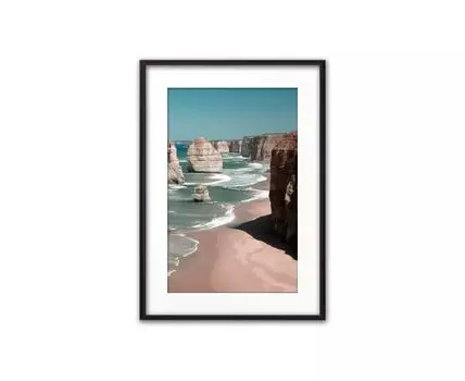 Постер в рамке Прибой 40х60 см (Голубой, 60)