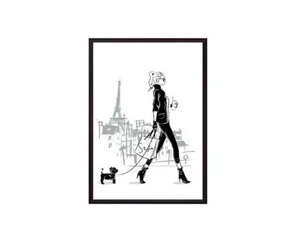 Постер в рамке Прогулка 50х70 см (белый, черный, 70)