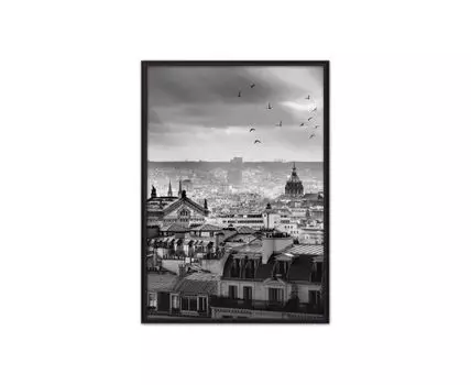 Постер в рамке Рассвет в Париже 40х60 см (Голубой, 60)