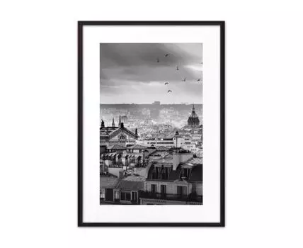 Постер в рамке Рассвет в Париже ЧБ