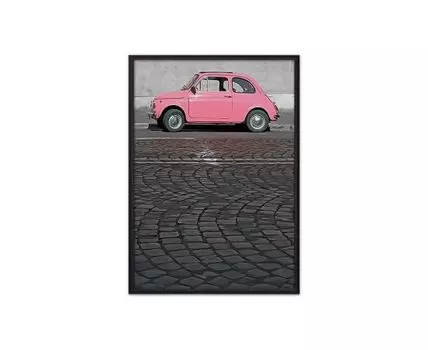 Постер в рамке Розовый автомобиль 21х30 см (розовый, серый, 30)