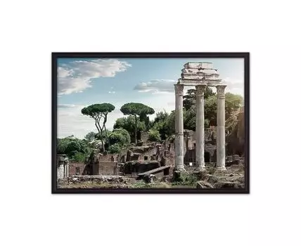 Постер в рамке Руины Рим 50х70 см (голубой, зеленый, 70)