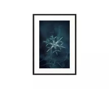 Постер в рамке Снежинка 30х40 см (Голубой, 40)