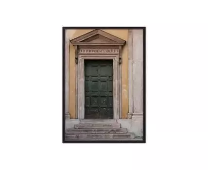 Постер в рамке Старинная дверь 21х30 см (Серый, 30)