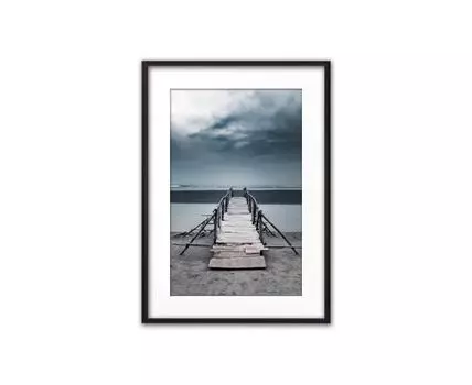 Постер в рамке Старый мост 50х70 см (Голубой, 70)