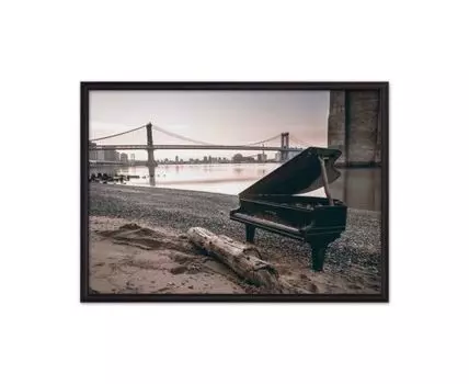 Постер в рамке Старый рояль 50х70 см (Красный, 70)