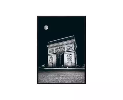 Постер в рамке Триумфальная арка ночью 30х40 см (белый, черный, 40)