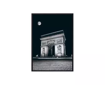 Постер в рамке Триумфальная арка ночью 21х30 см (белый, черный, 30)
