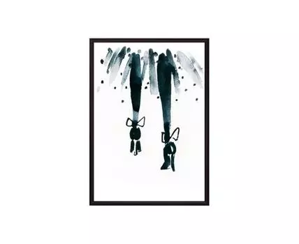 Постер в рамке Туфли с бабочками 30х40 см (белый, черный, 40)