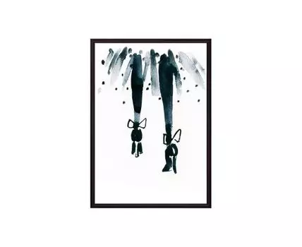 Постер в рамке Туфли с бабочками 40х60 см (белый, черный, 60)