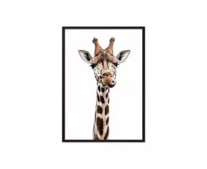 Постер в рамке Удивленный жираф 21х30 см (Бежевый, 30)