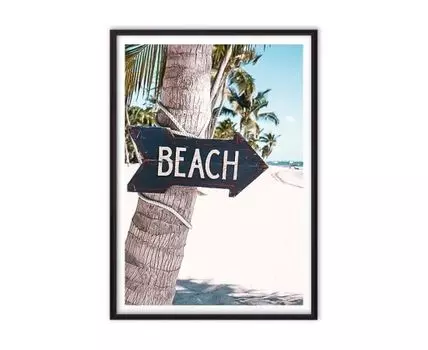 Постер в рамке Указатель Пляж