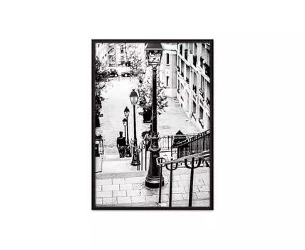Постер в рамке Улочка Монмартр 40х60 см (белый, черный, 60)