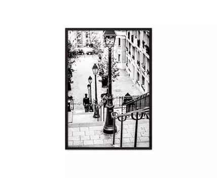 Постер в рамке Улочка Монмартр 50х70 см (белый, черный, 70)