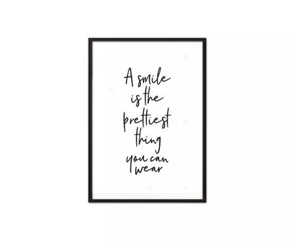 Постер в рамке Улыбка 50х70 см (черный, белый, 70)