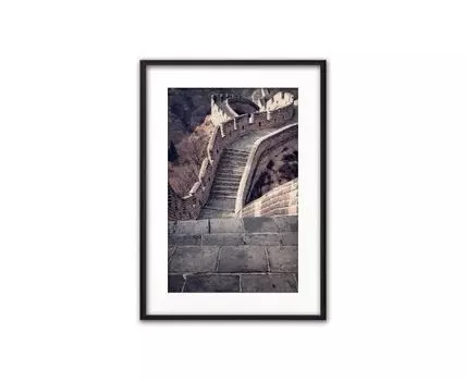 Постер в рамке Великая стена 50х70 см (Серый, 70)