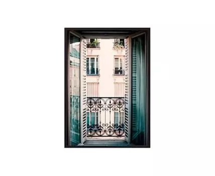 Постер в рамке Вид из окна Париж 40х60 см (белый, зеленый, 60)