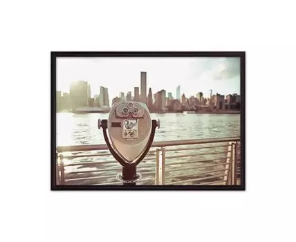 Постер в рамке Вид на Манхэттен 40х60 см (Красный, 60)