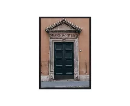 Постер в рамке Винтажная дверь 21х30 см (бежевый, зеленый, 30)