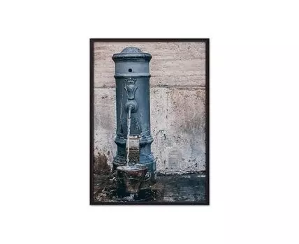 Постер в рамке Винтажная колонка 30х40 см (голубой, серый, 40)