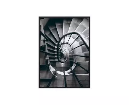 Постер в рамке Винтовая лестница 21х30 см (белый, черный, 30)