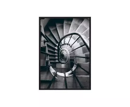 Постер в рамке Винтовая лестница 30х40 см (белый, черный, 40)