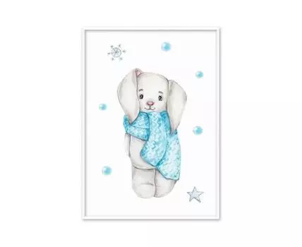 Постер в рамке Зайчик в шарфике