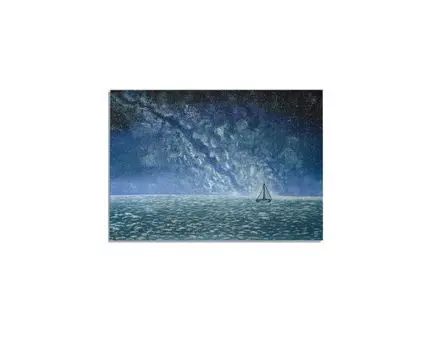 Постер ЗВЕЗДНЫЙ МОРСКОЙ ПЕЙЗАЖ С ПАРУСНИКОМ - 21x30 см