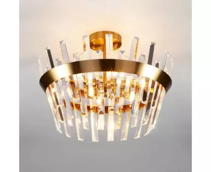 Потолочная люстра с хрусталем 10111/5 золотая бронза