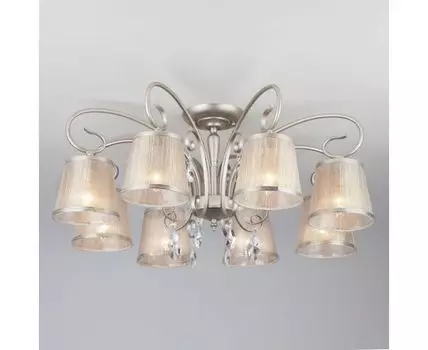 Потолочная люстра с тканевыми абажурами 60065/8 серебро