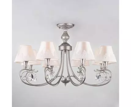 Потолочная люстра с тканевыми абажурами 60069/8 серебро