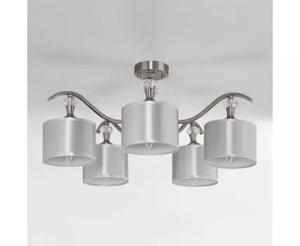 Потолочная люстра с тканевыми абажурами 60070/5 сатин-никель
