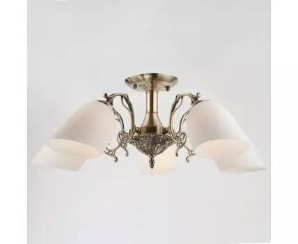 Потолочная люстра со стеклянными плафонами 22010/5 античная бронза