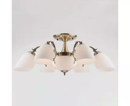 Потолочная люстра со стеклянными плафонами 22010/6+2 античная бронза