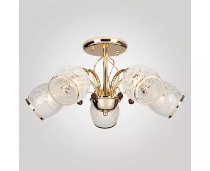 Потолочная люстра со стеклянными плафонами 30026/5 золото