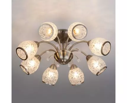 Потолочная люстра со стеклянными плафонами 30026/8 античная бронза