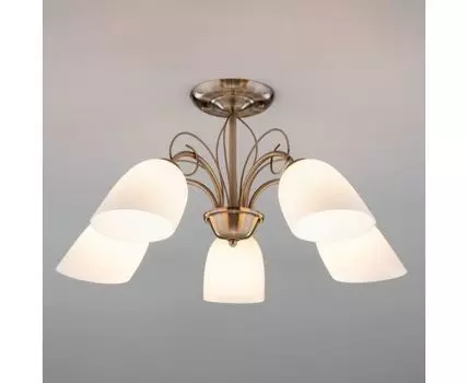 Потолочная люстра со стеклянными плафонами 30107/5 античная бронза